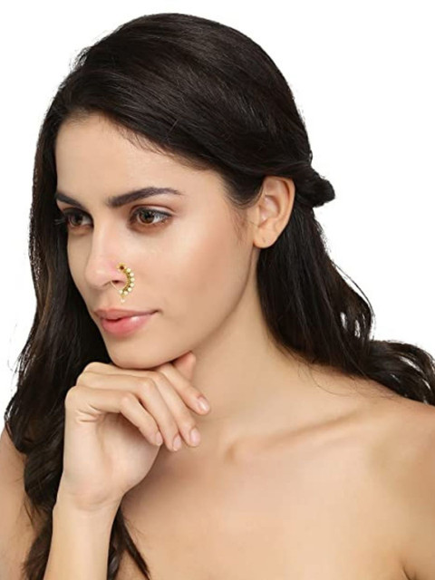 AccessHer Gold-Plated Kundan-Studded Nosepin - Image 4