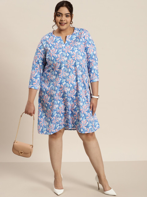 Sztori Plus Size Floral Print A-Line Dress - Image 5