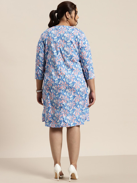 Sztori Plus Size Floral Print A-Line Dress - Image 4