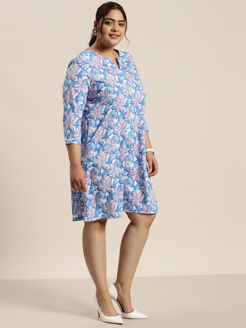 Sztori Plus Size Floral Print A-Line Dress - Image 3