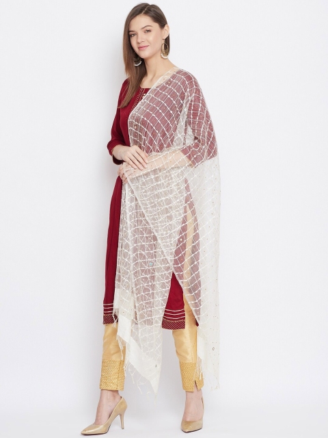 Clora Creation Woven Design Organza Dupatta with Sequinned - Image 3