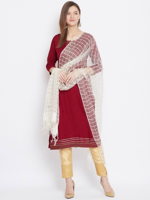 Clora Creation Woven Design Organza Dupatta with Sequinned - Image 5