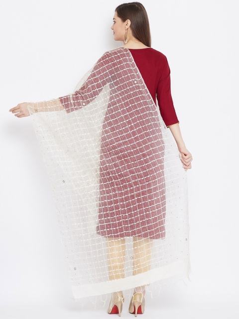 Clora Creation Woven Design Organza Dupatta with Sequinned - Image 4