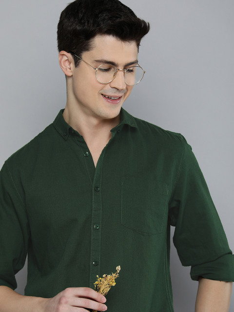 Mast & Harbour Solid Cotton Linen Casual Shirt