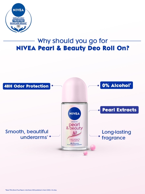 Nivea Women Set Of 2 Pearl & Beauty Deodorant Roll On with Avocado Oil - 50ml Each - Image 4