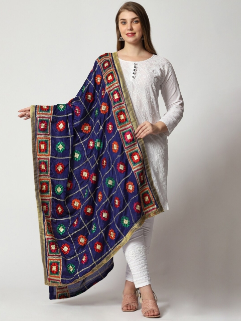 WEAVERS VILLA Ethnic Motifs Embroidered Dupatta