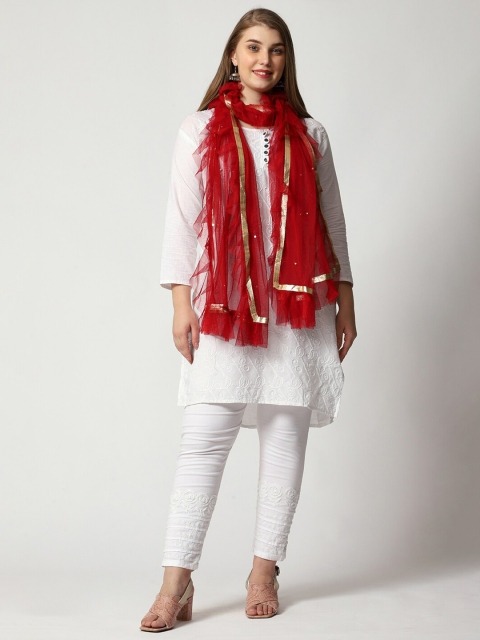 WEAVERS VILLA Embellished Beads & Stones Net Dupatta - Image 6