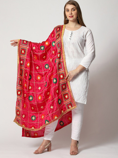 WEAVERS VILLA Ethnic Motifs Embroidered Dupatta