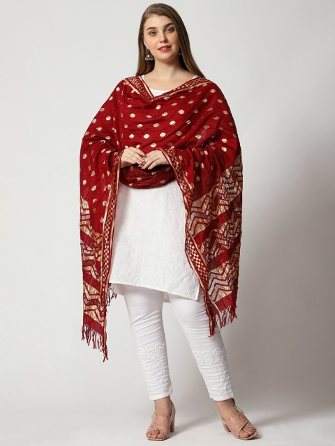 WEAVERS VILLA Woven Design Cotton Silk Dupatta - Image 5