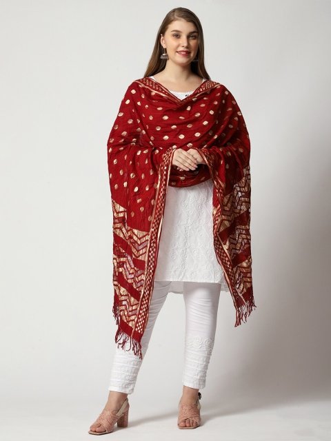 WEAVERS VILLA Woven Design Cotton Silk Dupatta - Image 4