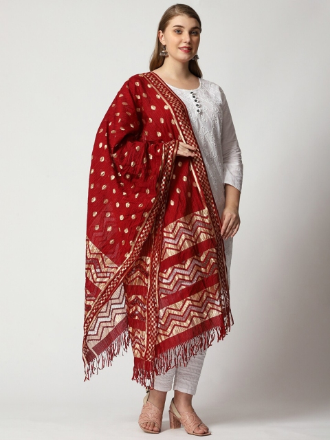 WEAVERS VILLA Woven Design Cotton Silk Dupatta - Image 3