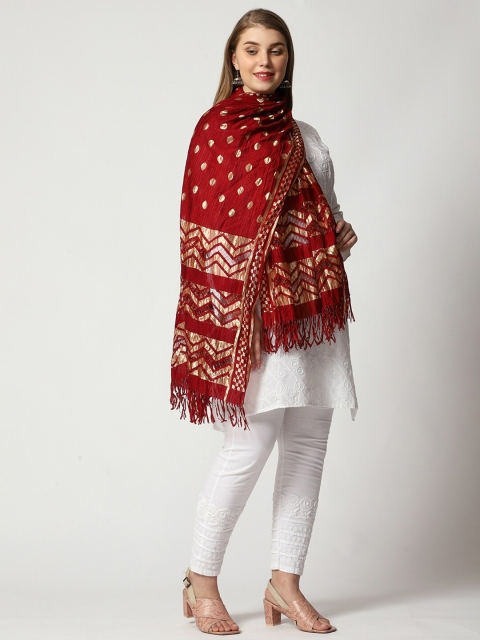 WEAVERS VILLA Woven Design Cotton Silk Dupatta - Image 6