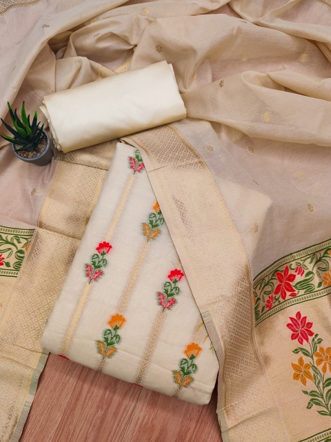 KALINI Floral Woven Design Unstitched Dress Material