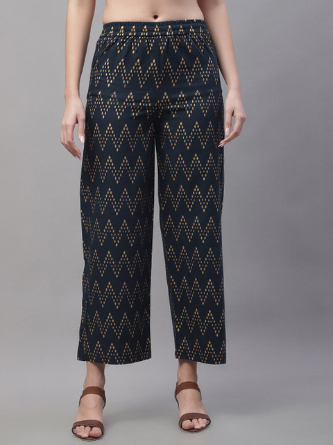 Pistaa Women Ethnic Motifs Printed Cotton Straight Palazzos