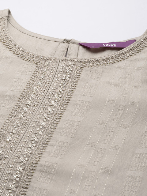 Libas Woven Design Pastels Dobby Kurta - Image 2