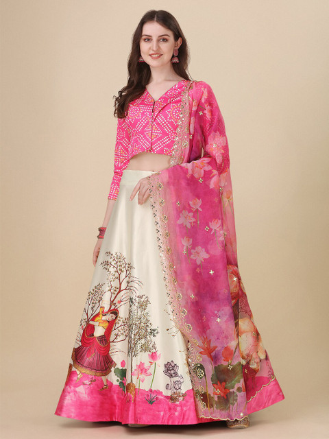 Kaizen TEXO FAB Printed Semi-Stitched Lehenga & Unstitched Blouse With Dupatta