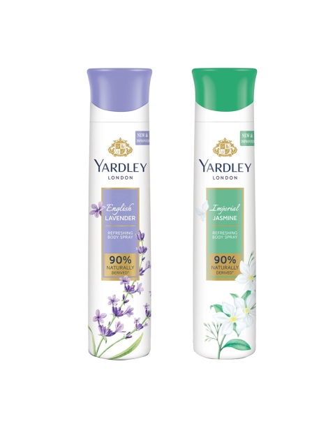 YARDLEY LONDON Set of English Lavender & Imperial Jasmine Deodorant Body Spray-150ml Each