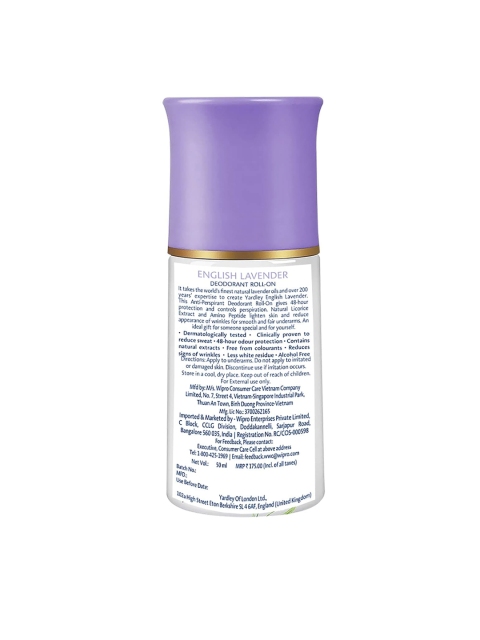 YARDLEY LONDON Women Set Of 4 Anti-Perspirant English Lavender Roll-On Deo - 50ml Each - Image 2