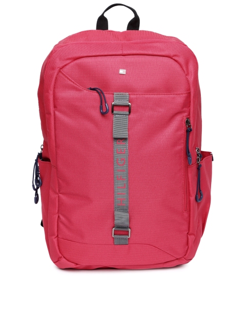 Tommy Hilfiger Unisex Coral Red Solid Backpack