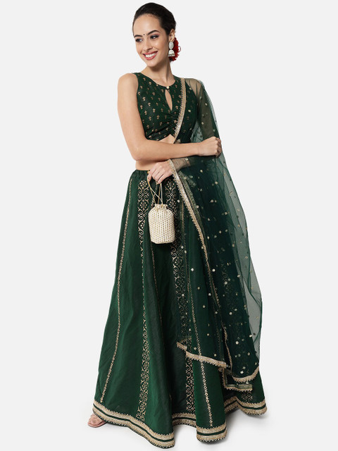 studio rasa Ethnic Motifs Printed Keyhole Neck Fitted Crop Top - Image 7