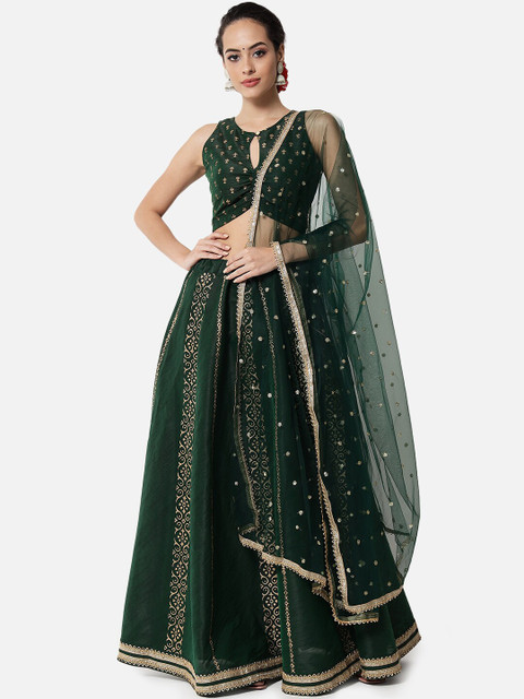 studio rasa Ethnic Motifs Printed Keyhole Neck Fitted Crop Top - Image 6