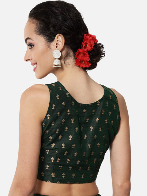 studio rasa Ethnic Motifs Printed Keyhole Neck Fitted Crop Top - Image 5