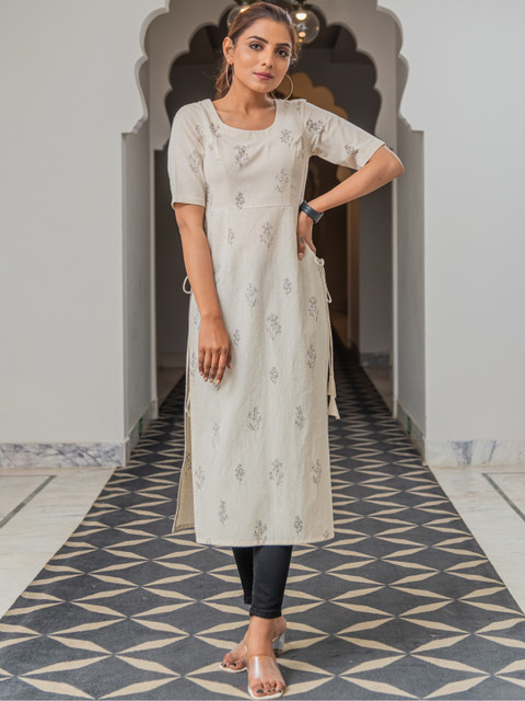 Kohsh Floral Printed Pure Cotton Kurta