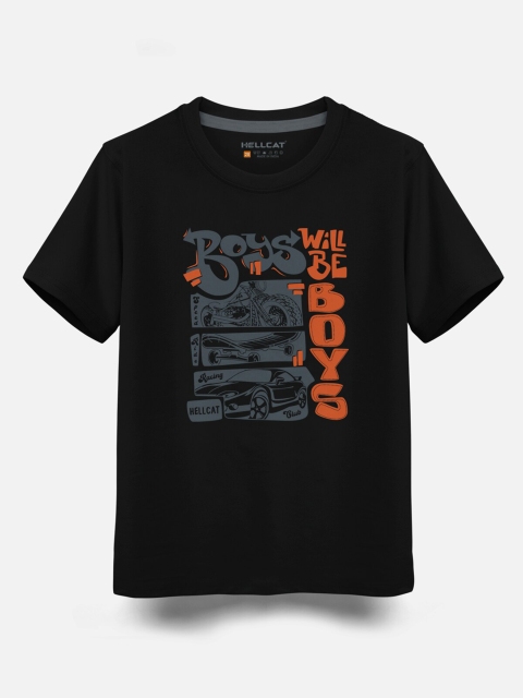 HELLCAT Boys Typography Printed Cotton T-shirt