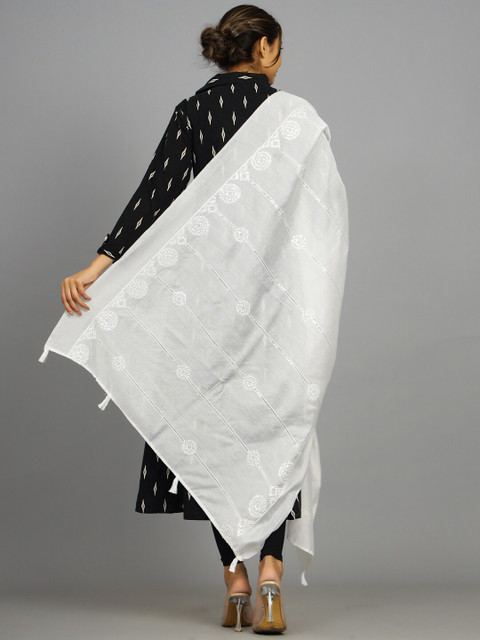 HANDICRAFT PALACE White & Gold-Toned Embroidered Dupatta with Sequinned - Image 4