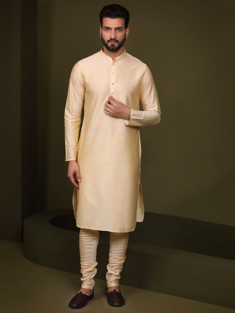 KISAH Men Woven Design Mandarin Collar Indowestern Sherwani Set - Image 7