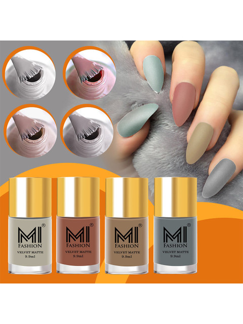 MI FASHION Set Of 4 Velvet Matte Long-Lasting Nail Polish - 9.9ml each