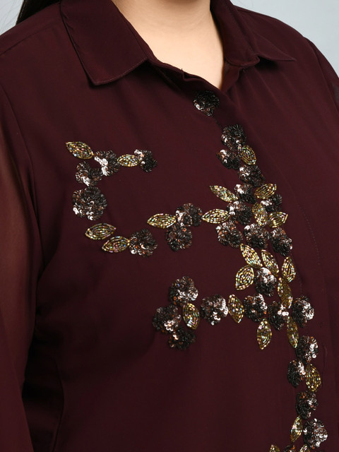 PrettyPlus by Desinoor.com Plus Size Embellished Tunic with Palazzos Set - Image 2