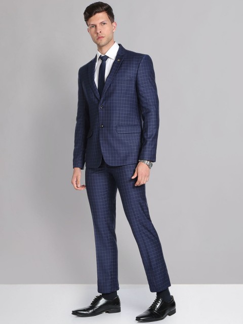 AD By Arvind Checked 2-Piece Single Breasted Formal Suit - Image 3