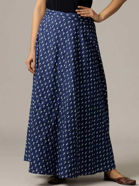 HANDICRAFT PALACE Printed Pure Cotton Wrap-Around Maxi Skirt