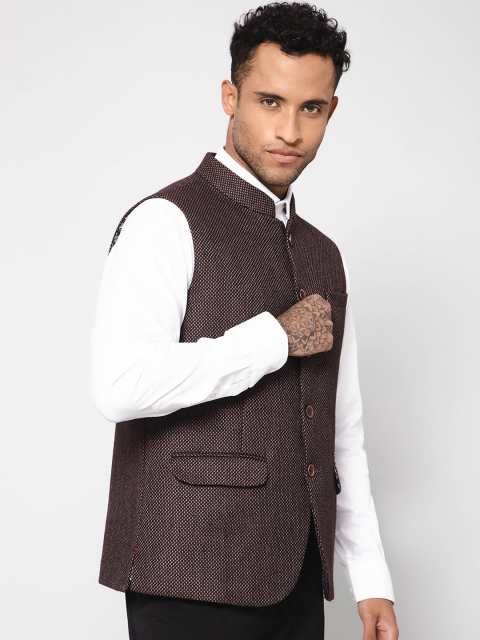 Cantabil Solid Woven Nehru Jacket - Image 3