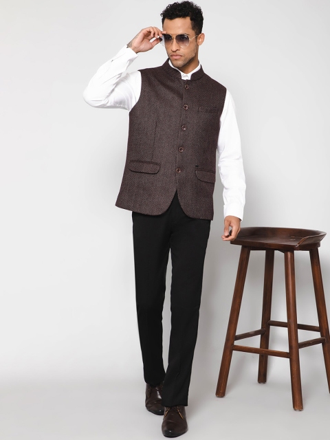 Cantabil Solid Woven Nehru Jacket - Image 7