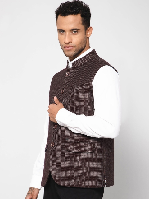 Cantabil Solid Woven Nehru Jacket - Image 4