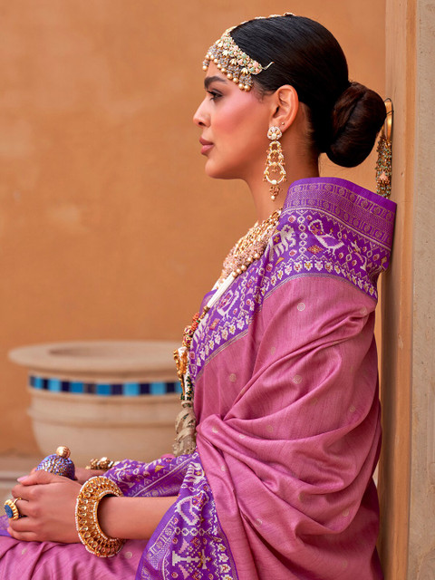 Anouk Ethnic Motifs Woven Design Zari Patola Saree - Image 3