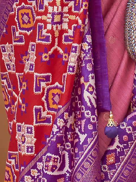 Anouk Ethnic Motifs Woven Design Zari Patola Saree - Image 4