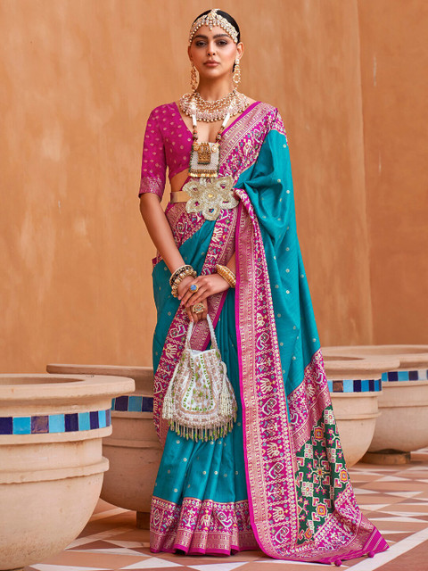 Anouk Polka Dots Woven Design Zari Patola Saree