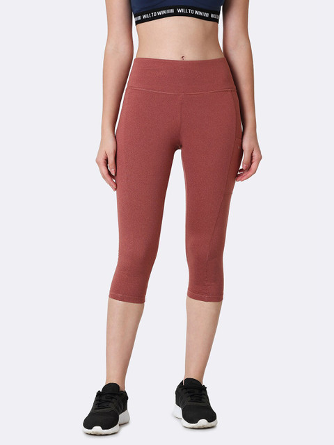 Van Heusen Women Proactive Solid Snug Fit High Stretch Yoga Capri