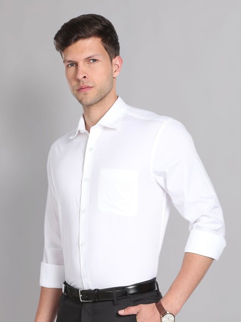 AD By Arvind Textured Self Design Pure Cotton Formal Shirt - Image 3