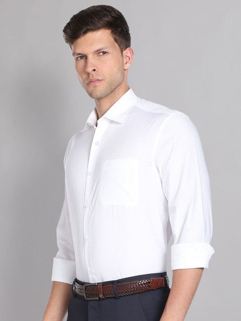 AD By Arvind Textured Self Design Pure Cotton Formal Shirt - Image 3