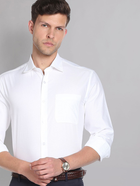AD By Arvind Textured Self Design Pure Cotton Formal Shirt - Image 6