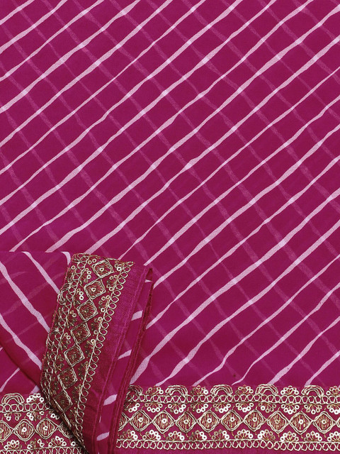 KALINI Embroidered Sequined Poly Georgette Leheriya Saree - Image 5