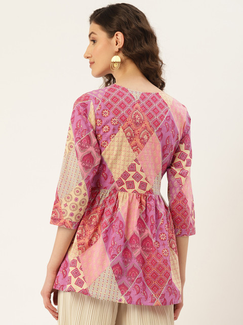 Jaipur Morni Pure Cotton Print Ethnic Cotton Top - Image 4