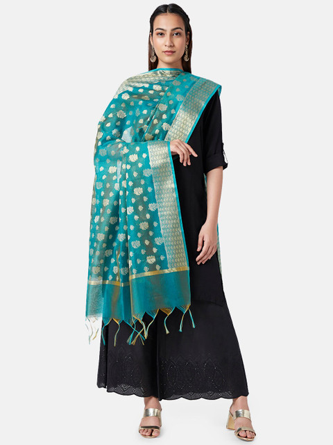 RANGMANCH BY PANTALOONS Floral Woven Design Dupatta With Zari