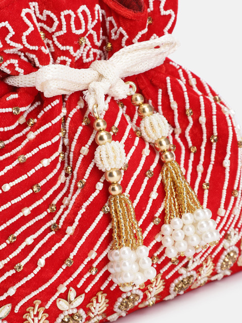 Peora Embroidered Embellished Potli - Image 7