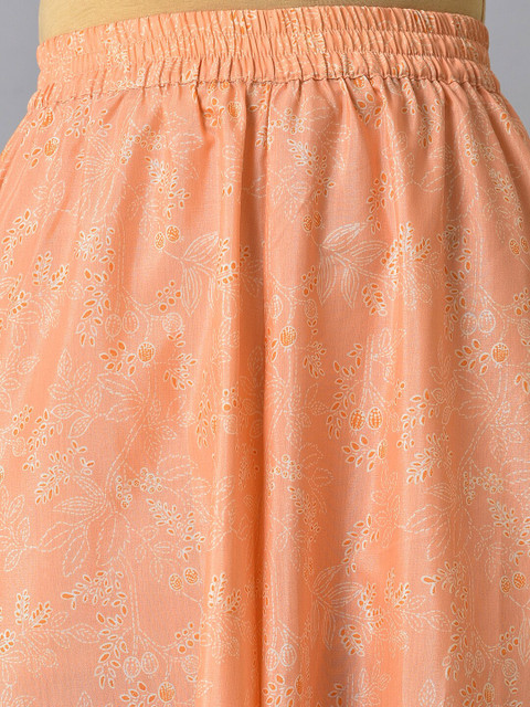 AURELIA Floral Printed Band Collar A-Line Kurta with Palazzos - Image 3