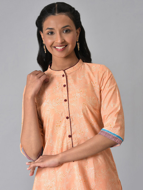 AURELIA Floral Printed Band Collar A-Line Kurta with Palazzos - Image 2
